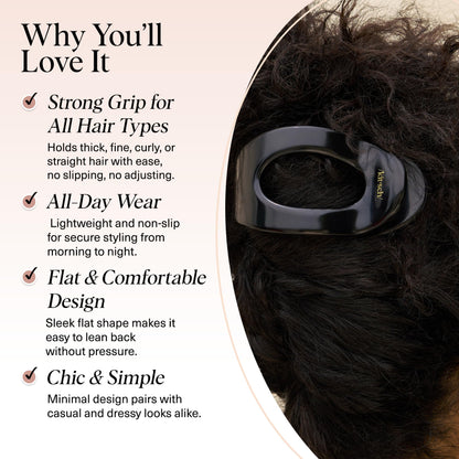 Kitsch Medium Flat Claw Clips for Women - Stylish Flat Hair Clips, Strong Hold for Thick & Fine Hair | Non-Slip for Secure, Comfortable All-Day Wear | Ideal Gifts for Women - Tortoise Design