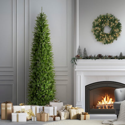 National Tree Company 9 ft Unlit Kingswood Fir Slim Artificial Christmas Tree, 1,443 Tips, Includes Stand, Green