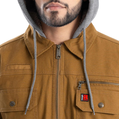 Wrangler Men's Quilted Lined Jacket with Sherpa Hood