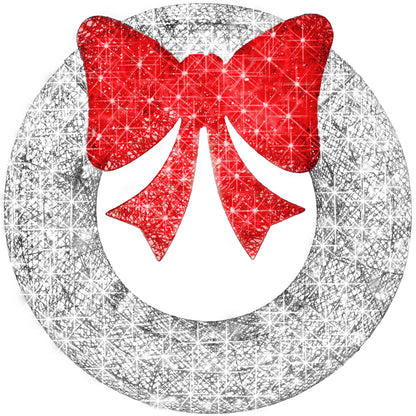 Best Choice Products 36in Pre-Lit Outdoor Christmas Wreath Decoration, LED Metal Holiday Decor for Home w/ 120 Lights, Bow - Green/Red