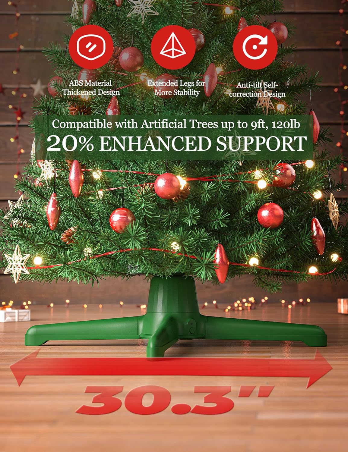 DG-Direct Musical 360° Rotating Christmas Tree Stand with Remote, Anti-Tilt Silent Spin Base, 3 Light Output Ports (800W), Fits 9ft 120lb Artificial Trees, Compatible with 1.25–2in Poles