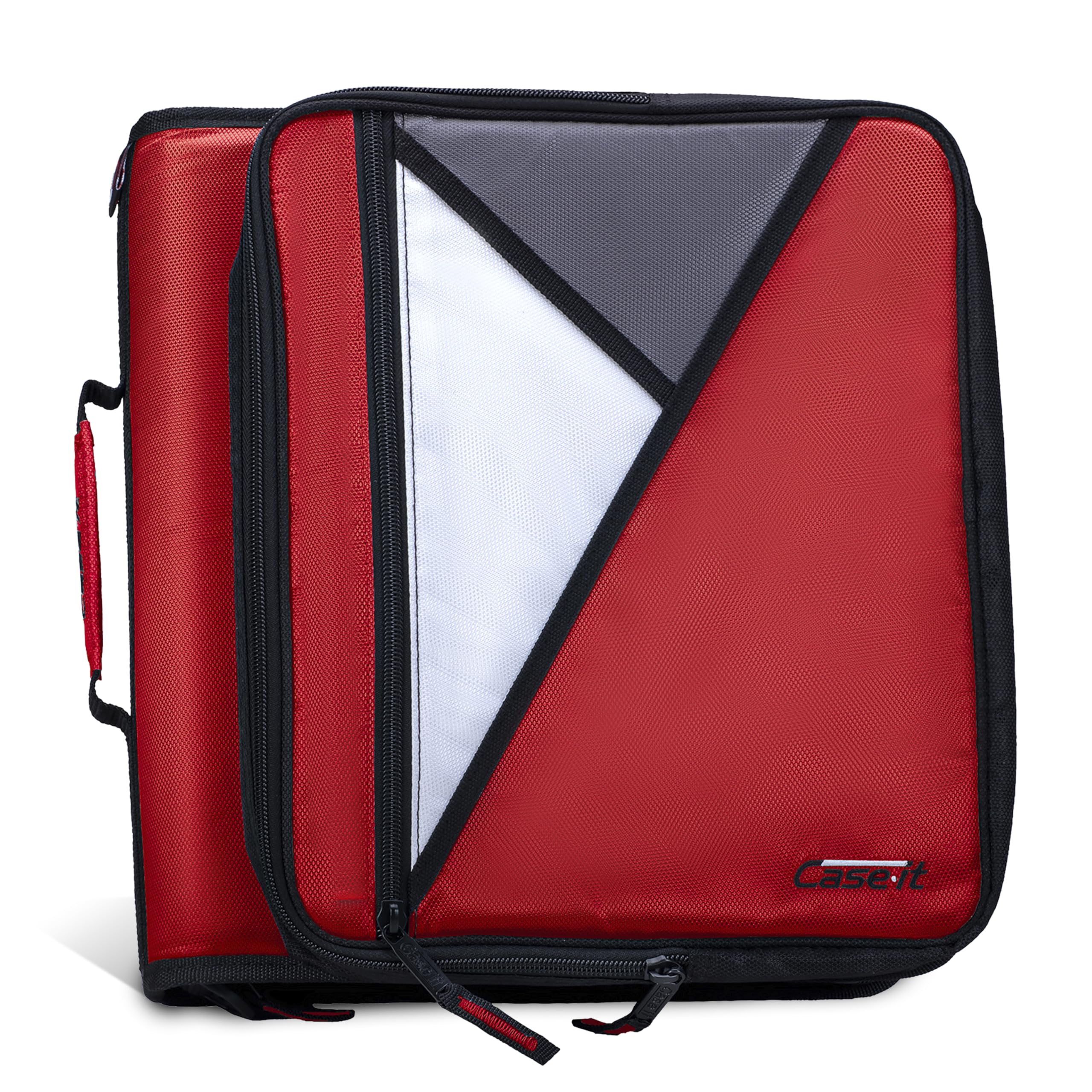 Case-It 2 Inch 3 D-Ring Zipper Binder with Padded Laptop Case Workstation, Shoulder Strap, LT-117, Black