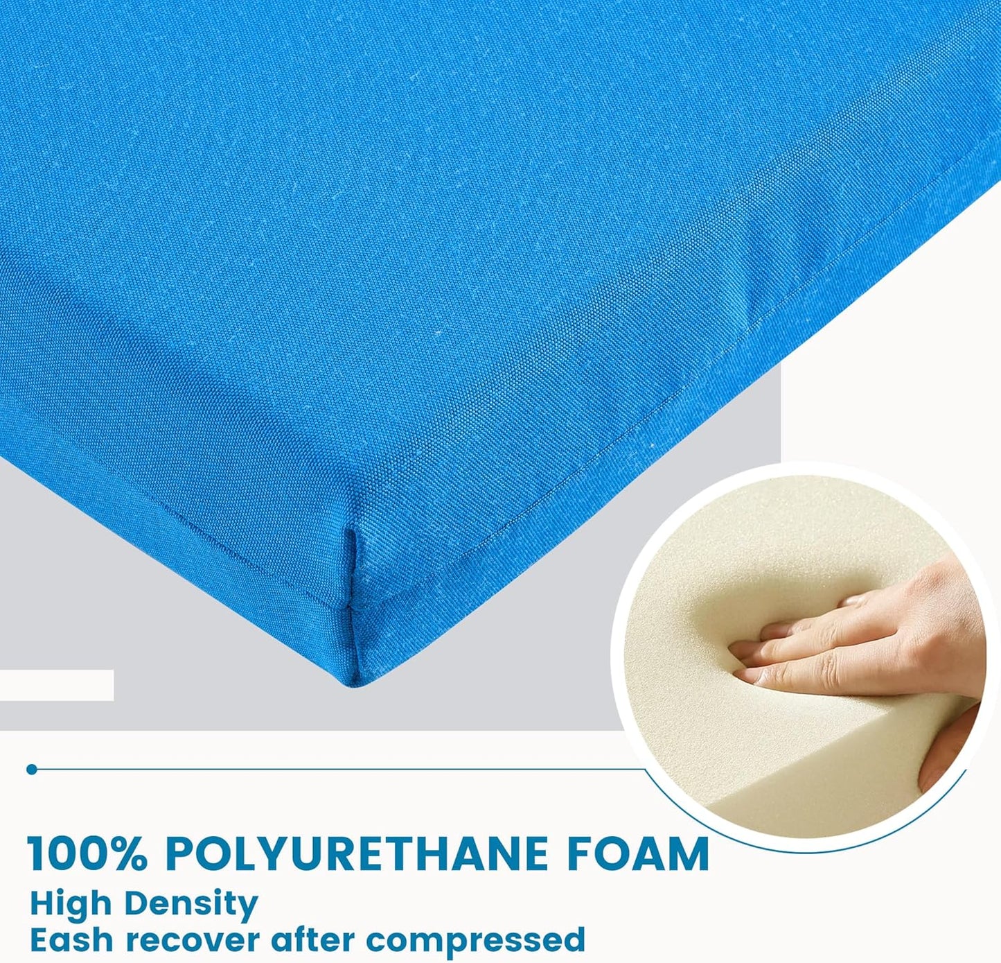 ARTPLAN Outdoor/Indoor Chair Pads,Patio Dining Chair Cushions Set of 4,Sqaure Replacement Cushions with Ties,18.5x16x3 Inch,Blue