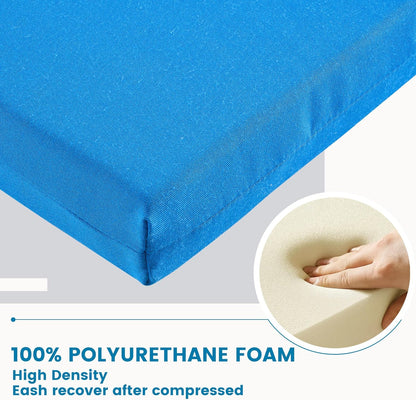 ARTPLAN Outdoor/Indoor Chair Pads,Patio Dining Chair Cushions Set of 4,Sqaure Replacement Cushions with Ties,18.5x16x3 Inch,Blue