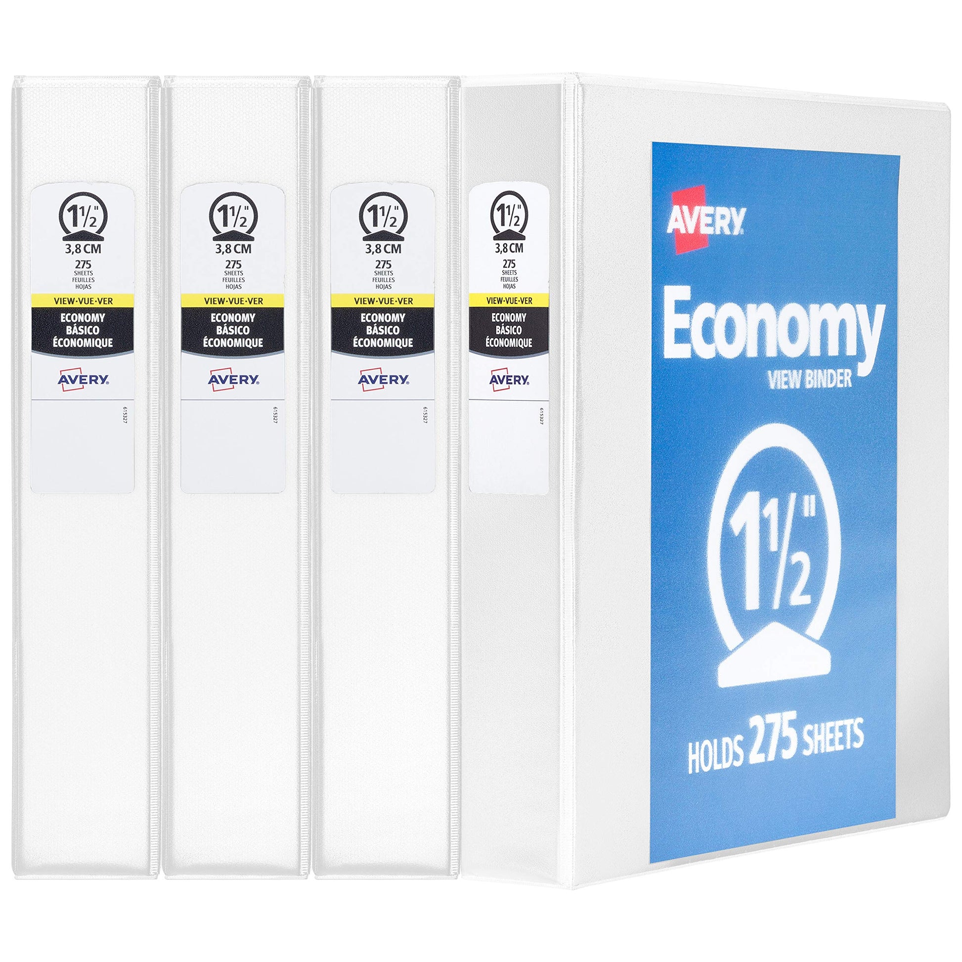 Avery Economy View 3 Ring Binder 1/2 Inch Round Rings, 1 White Binder (05706)