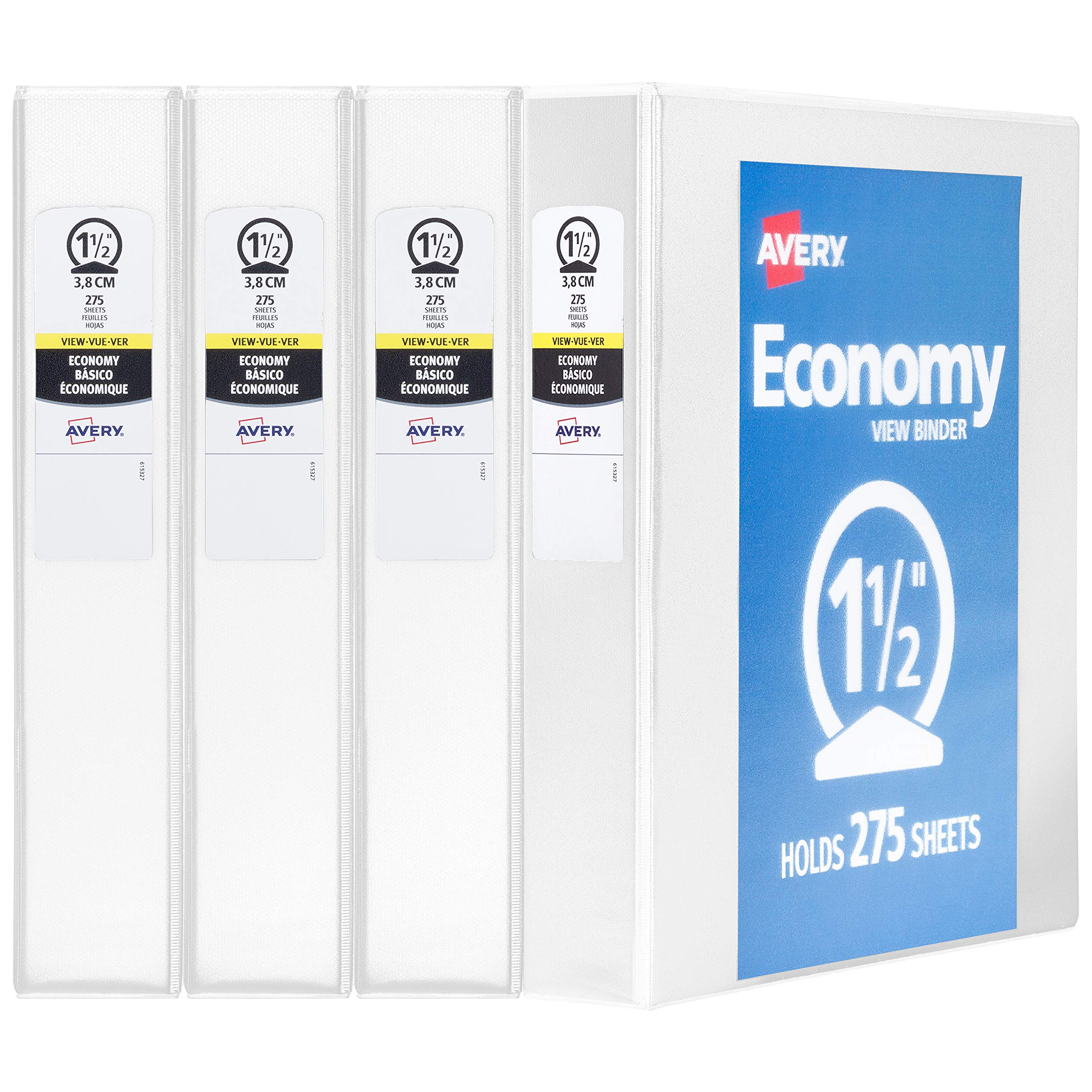 Avery Economy View 3 Ring Binder 1/2 Inch Round Rings, 1 White Binder (05706)