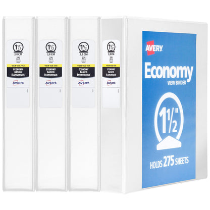 Avery Economy View 3 Ring Binder 1/2 Inch Round Rings, 1 White Binder (05706)