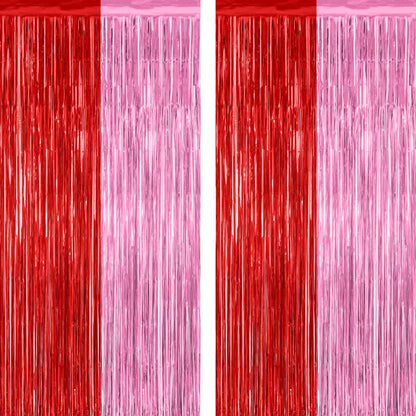 2 Pack Halloween Backdrop, 3.28 FT x 7.05 FT Foil Fringe Curtains, Orange Purple Black Party Streamer Tinsel Backdrop Curtains, Halloween Decorations Door Decor Photo Props Party Supplies