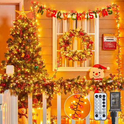 Cluster-Lights-Christmas-Tree-Lights-Outdoor, 1000 LED 50 Ft Christmas Firecrackers String Lights, 12 Modes Timer Remote Waterproof Plug in Twinkle Fairy Lights for Xmas Tree Garland Window Party