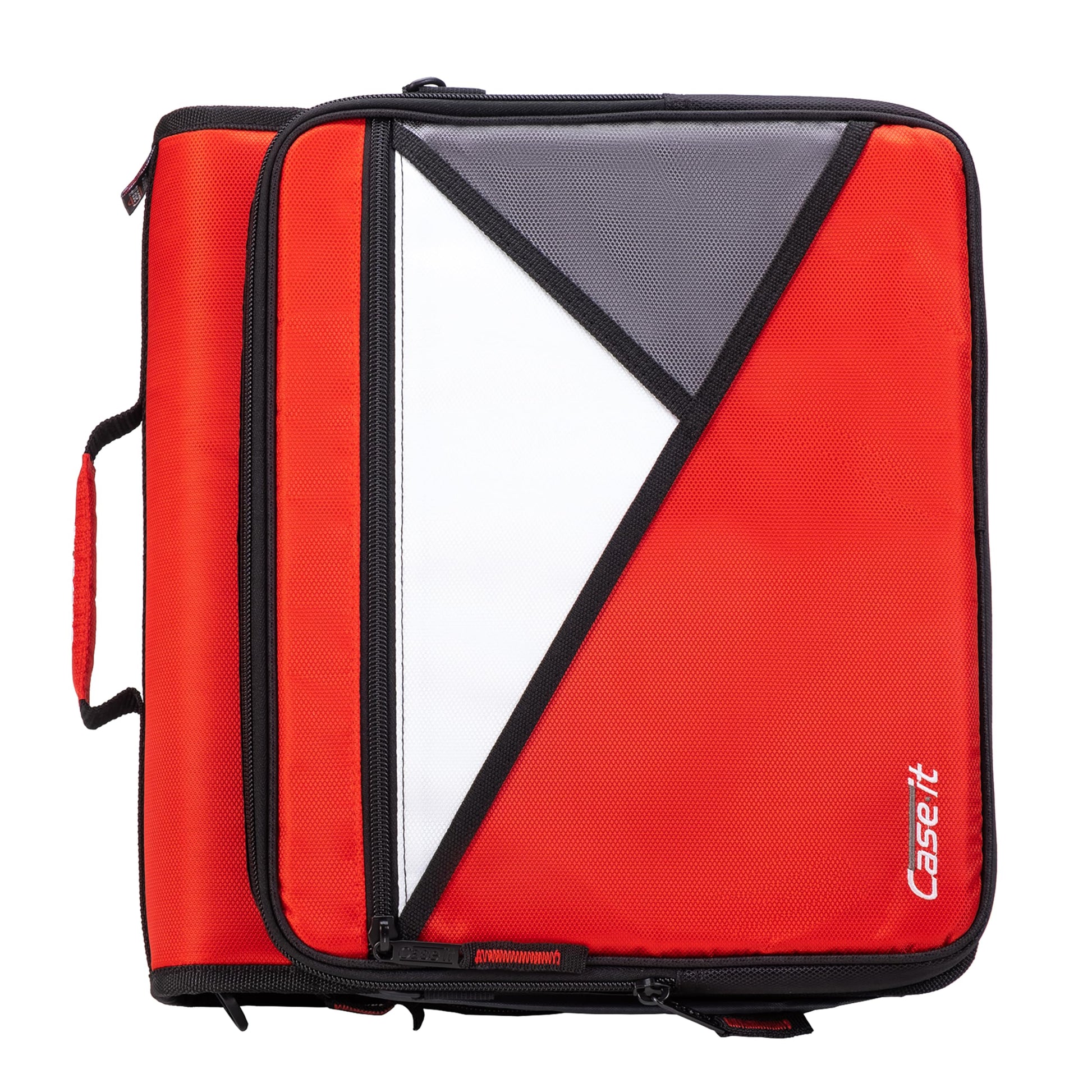 Case-It 2 Inch 3 D-Ring Zipper Binder with Padded Laptop Case Workstation, Shoulder Strap, LT-117, Black