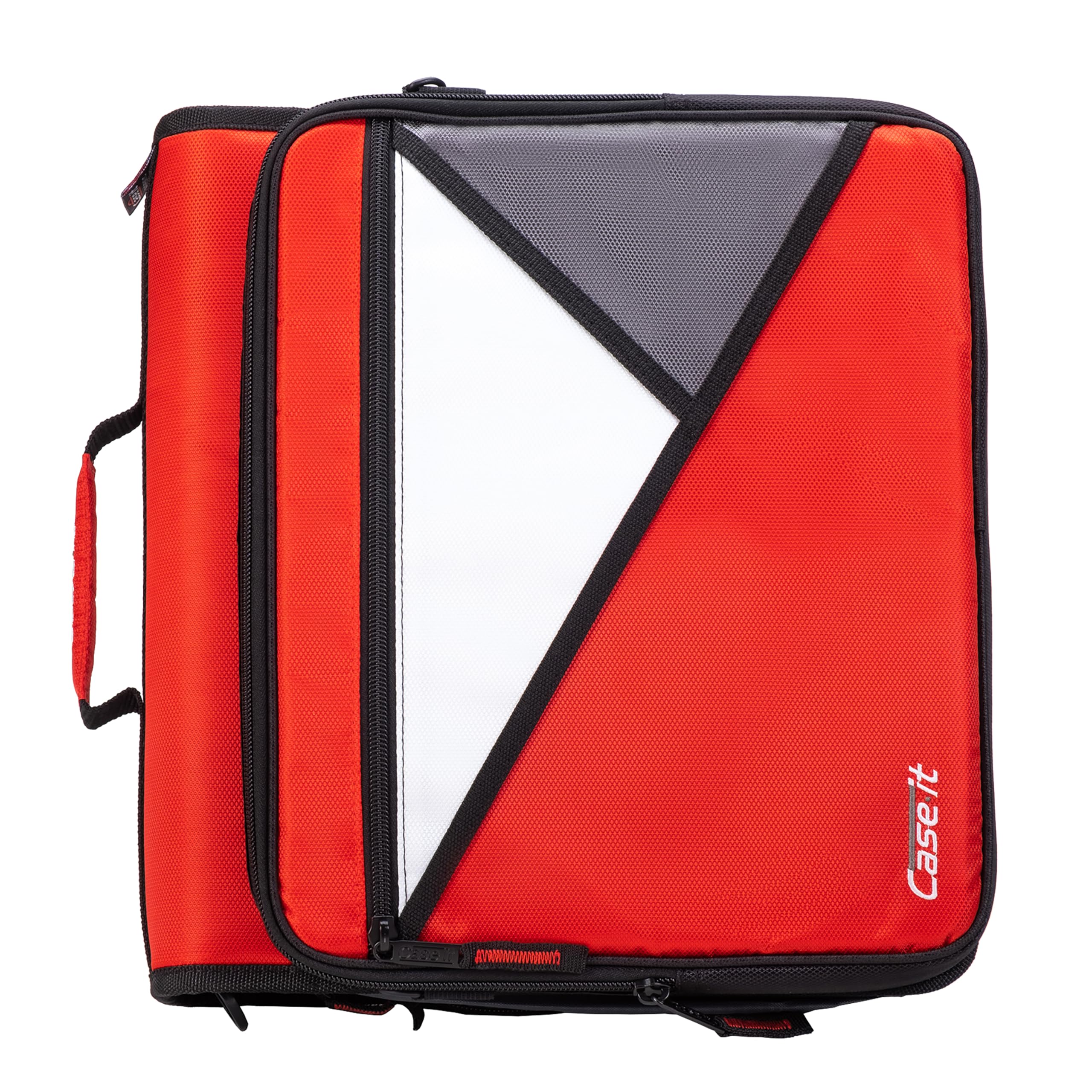 Case-It 2 Inch 3 D-Ring Zipper Binder with Padded Laptop Case Workstation, Shoulder Strap, LT-117, Black