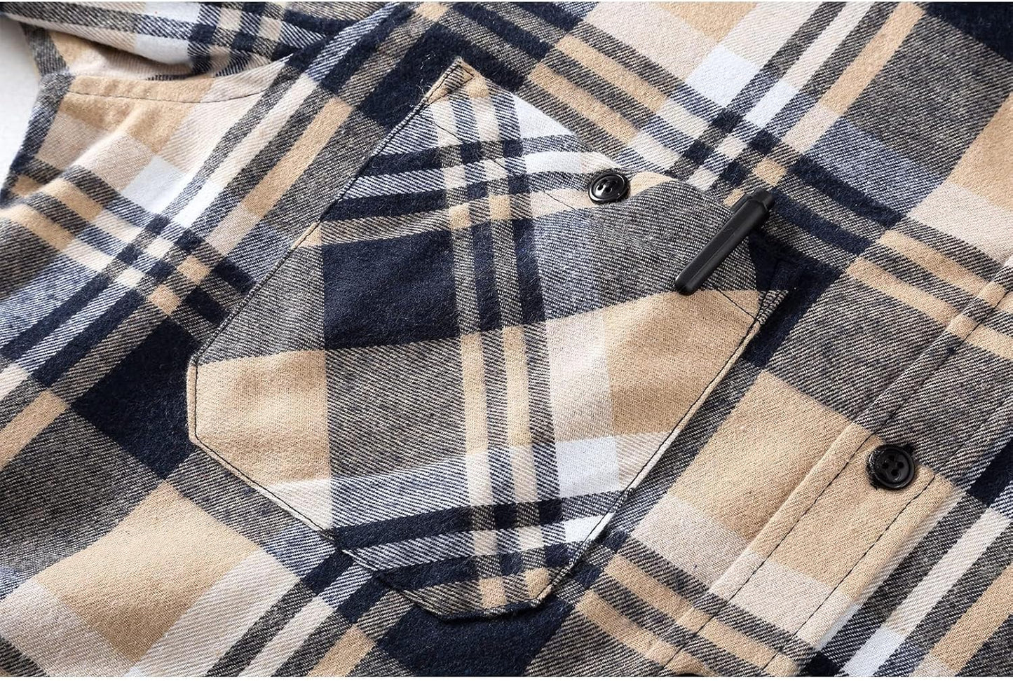 ZITY Men's Flannel Hoodie Shirts Casual Button Down Plaid Shirt Jackets for Men Long Sleeve Stylish Hooded with Pocket