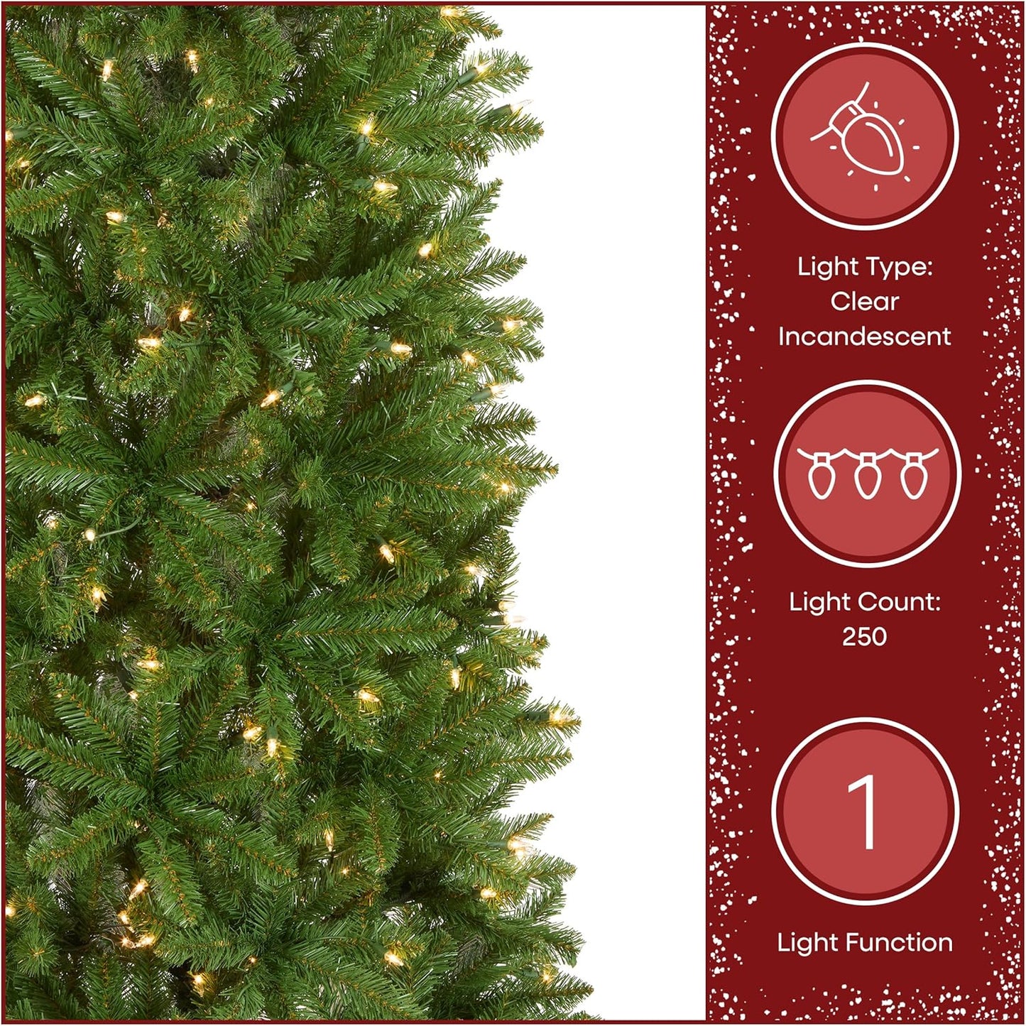 National Tree Company Artificial Pre-Lit Slim Christmas Tree, Green, Kingswood Fir, White Lights, Includes Stand, 6.5 Feet