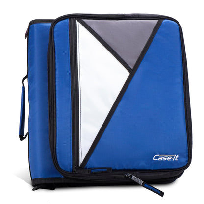 Case-It 2 Inch 3 D-Ring Zipper Binder with Padded Laptop Case Workstation, Shoulder Strap, LT-117, Black