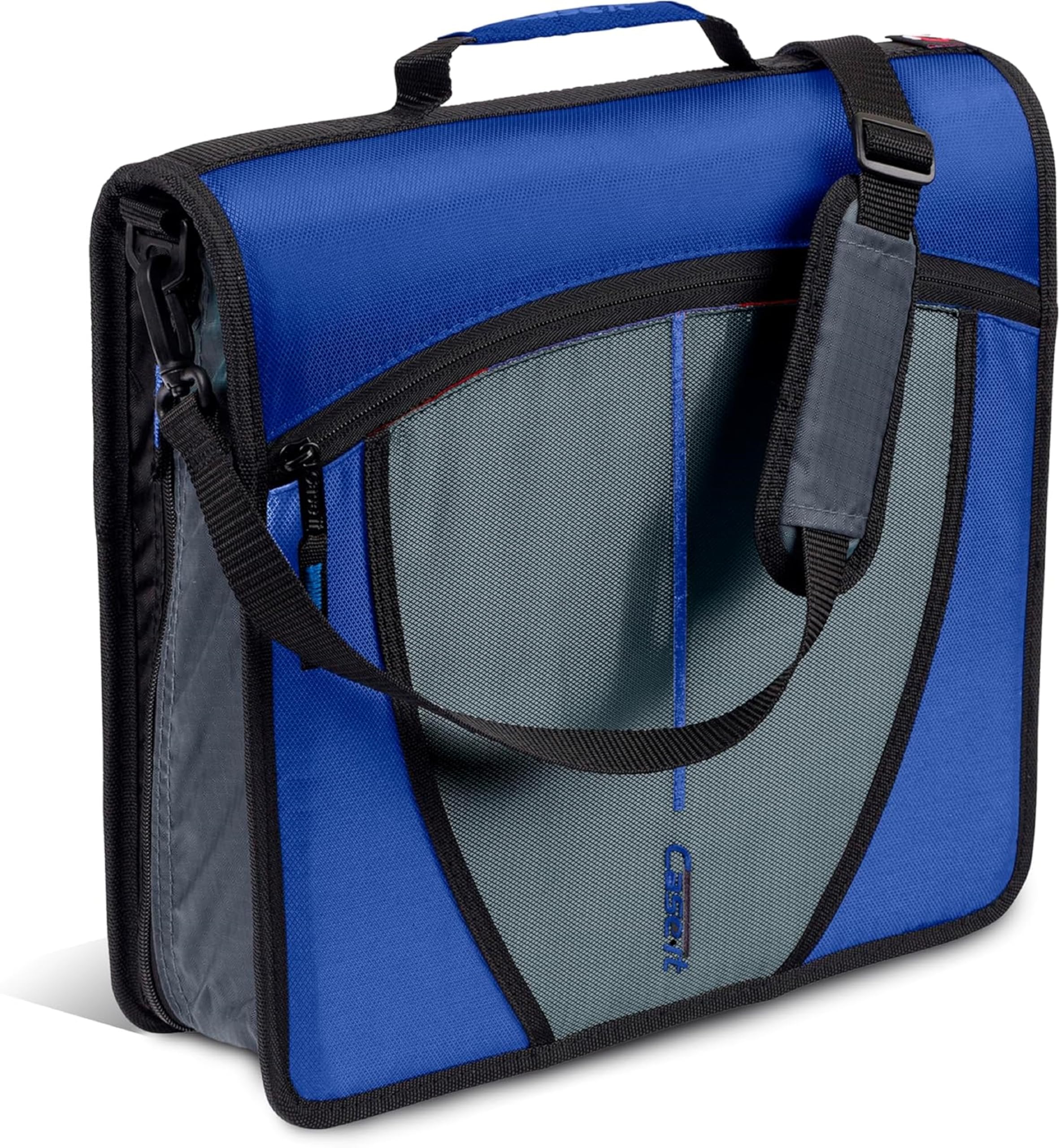 Case-it Mighty Zip Tab School Zipper Binder | 3-Inch O-Rings, 600-Sheet Capacity, 5-Subject Expanding File Folder, Multiple Pockets & Storage Organizer, Shoulder Strap | D-146 Fun Flowers