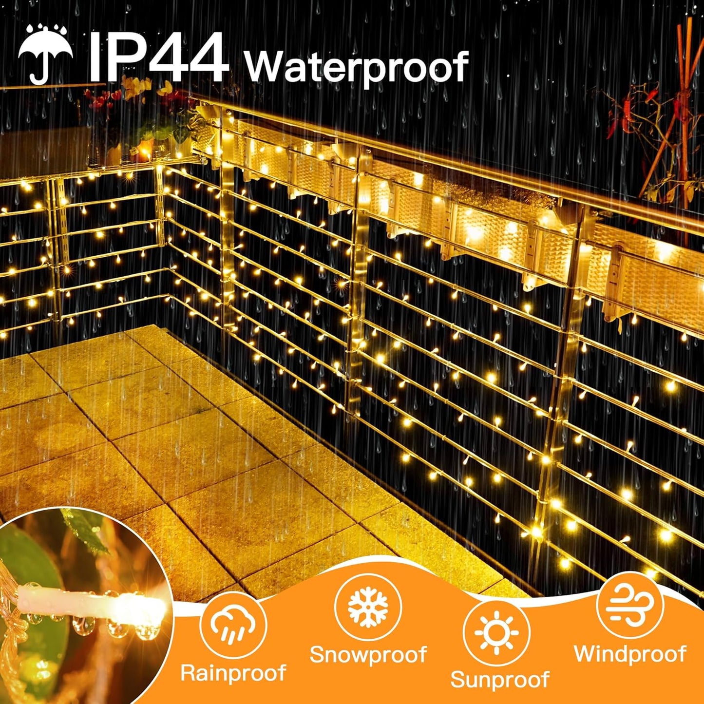 328FT 1000 LED Christmas Lights Outdoor Waterproof, Timer & Memory Function, 8 Modes Warm White String Lights Plug in Twinkle Lights for Xmas Tree Holiday Garden Party Decor