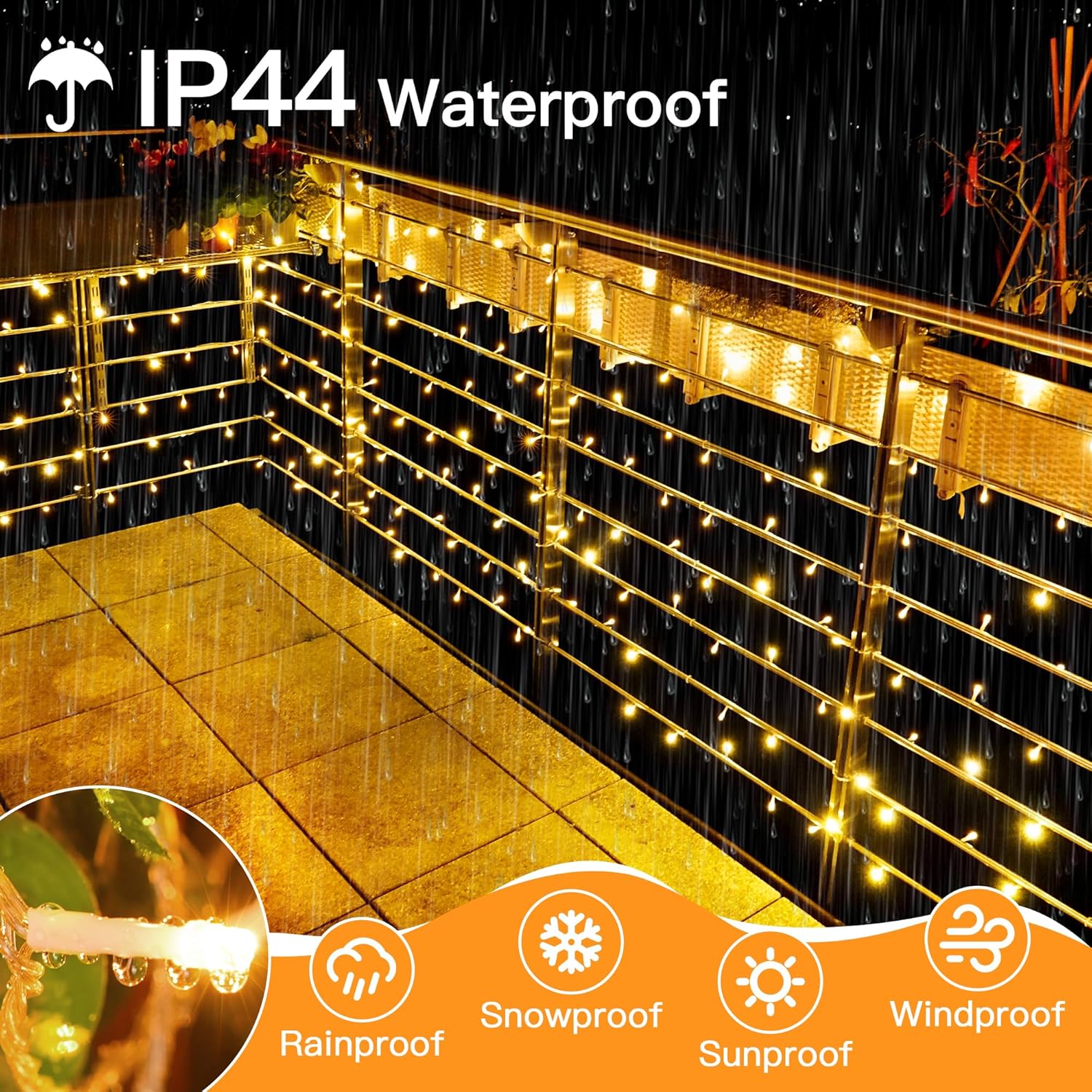 328FT 1000 LED Christmas Lights Outdoor Waterproof, Timer & Memory Function, 8 Modes Warm White String Lights Plug in Twinkle Lights for Xmas Tree Holiday Garden Party Decor