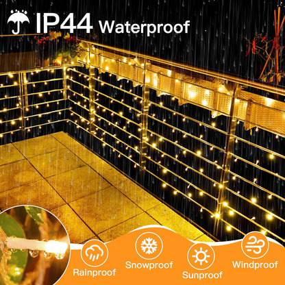 328FT 1000 LED Christmas Lights Outdoor Waterproof, Timer & Memory Function, 8 Modes Warm White String Lights Plug in Twinkle Lights for Xmas Tree Holiday Garden Party Decor