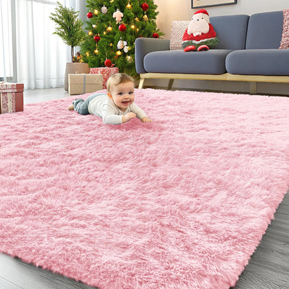 OLANLY Area Rugs for Living Room Bedroom, Machine Washable 4x5.9 ft Soft Fluffy Shaggy Bedside Rug, Indoor Floor Carpet for Kids Girls and Boys, Dorms, Nursery Rooms, Home Decor Aesthetic, Grey