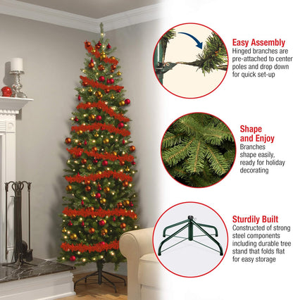 National Tree Company 6 ft Unlit Kingswood Fir Slim Artificial Christmas Tree, 629 Tips, Includes Stand, Green