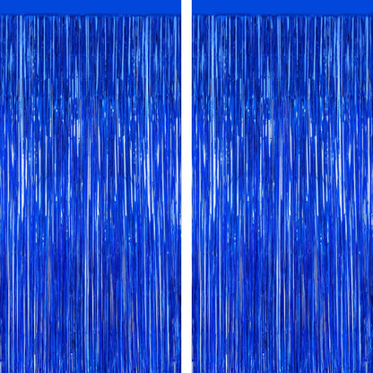 2 Pack Halloween Backdrop, 3.28 FT x 7.05 FT Foil Fringe Curtains, Orange Purple Black Party Streamer Tinsel Backdrop Curtains, Halloween Decorations Door Decor Photo Props Party Supplies