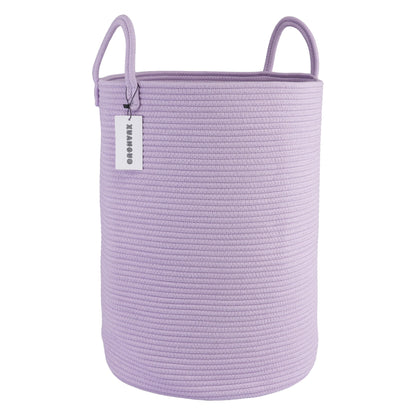 Cotton Rope Laundry Basket Hamper for Girls Kids Baby Nursery Hamper Bin Woven Storage Basket for Living Room Girls room Boho Tall Rope Baskets for Blanket Toys Large light pink