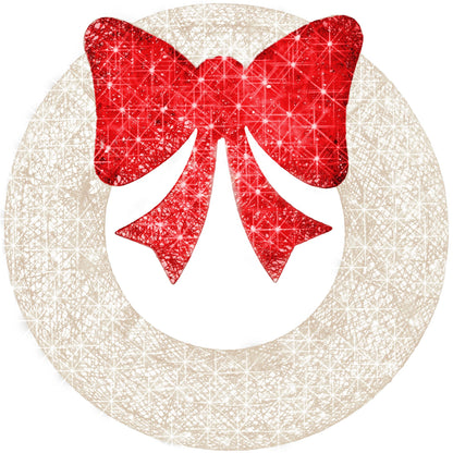 Best Choice Products 36in Pre-Lit Outdoor Christmas Wreath Decoration, LED Metal Holiday Decor for Home w/ 120 Lights, Bow - Green/Red