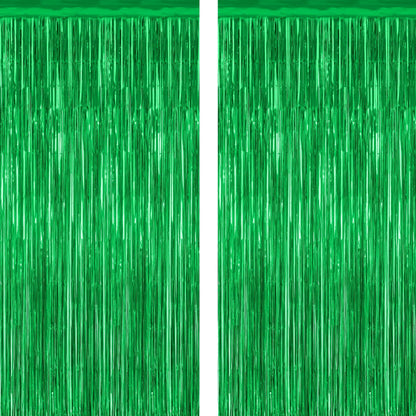 2 Pack Halloween Backdrop, 3.28 FT x 7.05 FT Foil Fringe Curtains, Orange Purple Black Party Streamer Tinsel Backdrop Curtains, Halloween Decorations Door Decor Photo Props Party Supplies