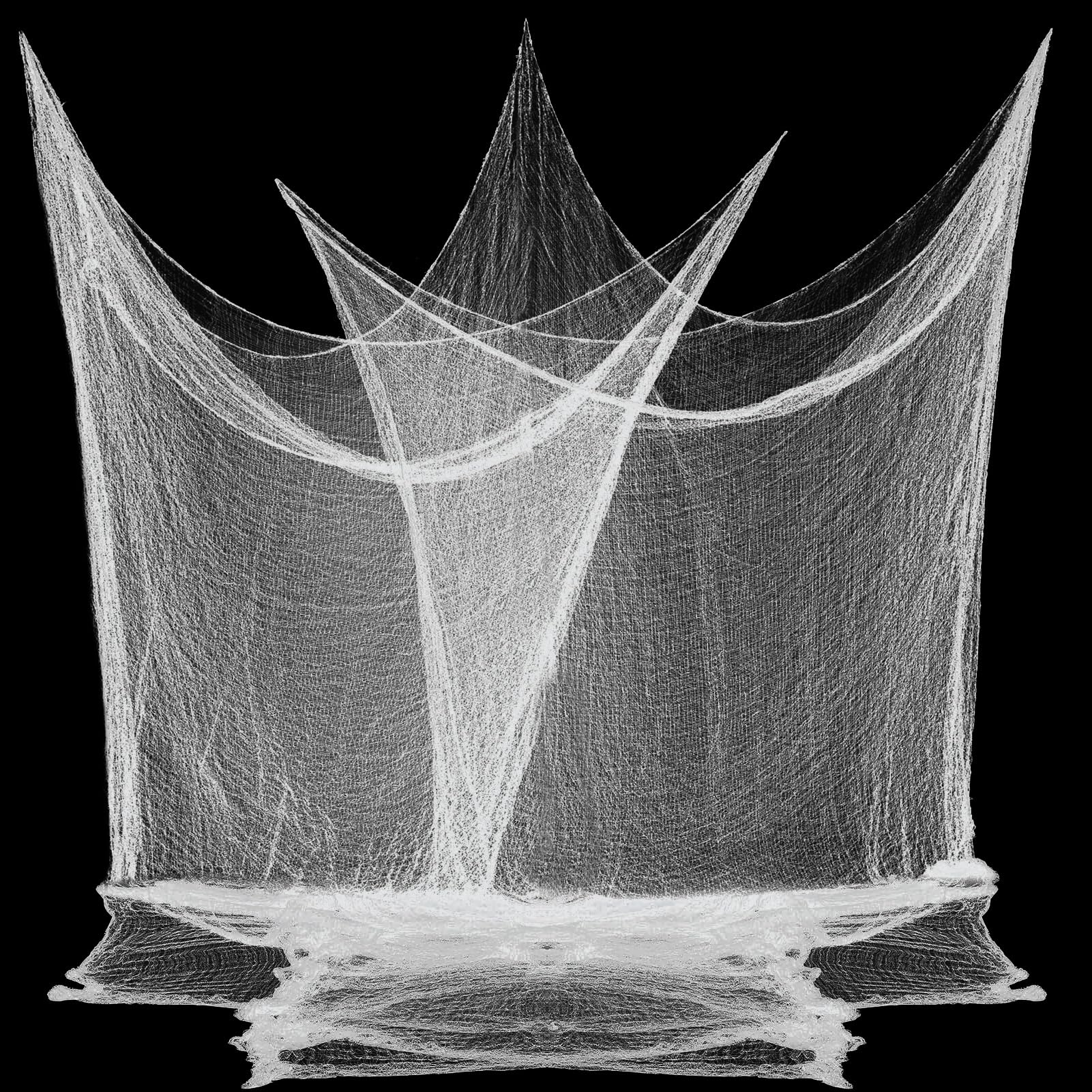 6 Pcs Halloween Decorations Creepy Cloth Indoor Outdoor, Scary Gauze Halloween Party Decoration, Spooky Home Decor Supplies for Table Tree Garden Doorways Haunted House Yard Skeleton (Black, 30"x72")