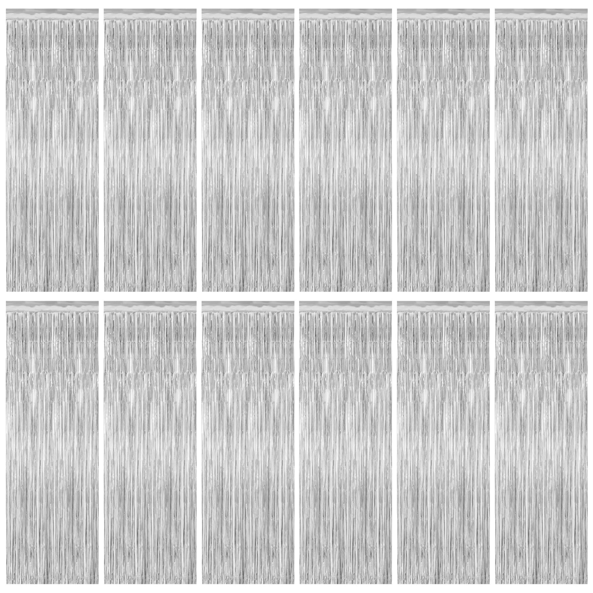 2 Pack Halloween Backdrop, 3.28 FT x 7.05 FT Foil Fringe Curtains, Orange Purple Black Party Streamer Tinsel Backdrop Curtains, Halloween Decorations Door Decor Photo Props Party Supplies