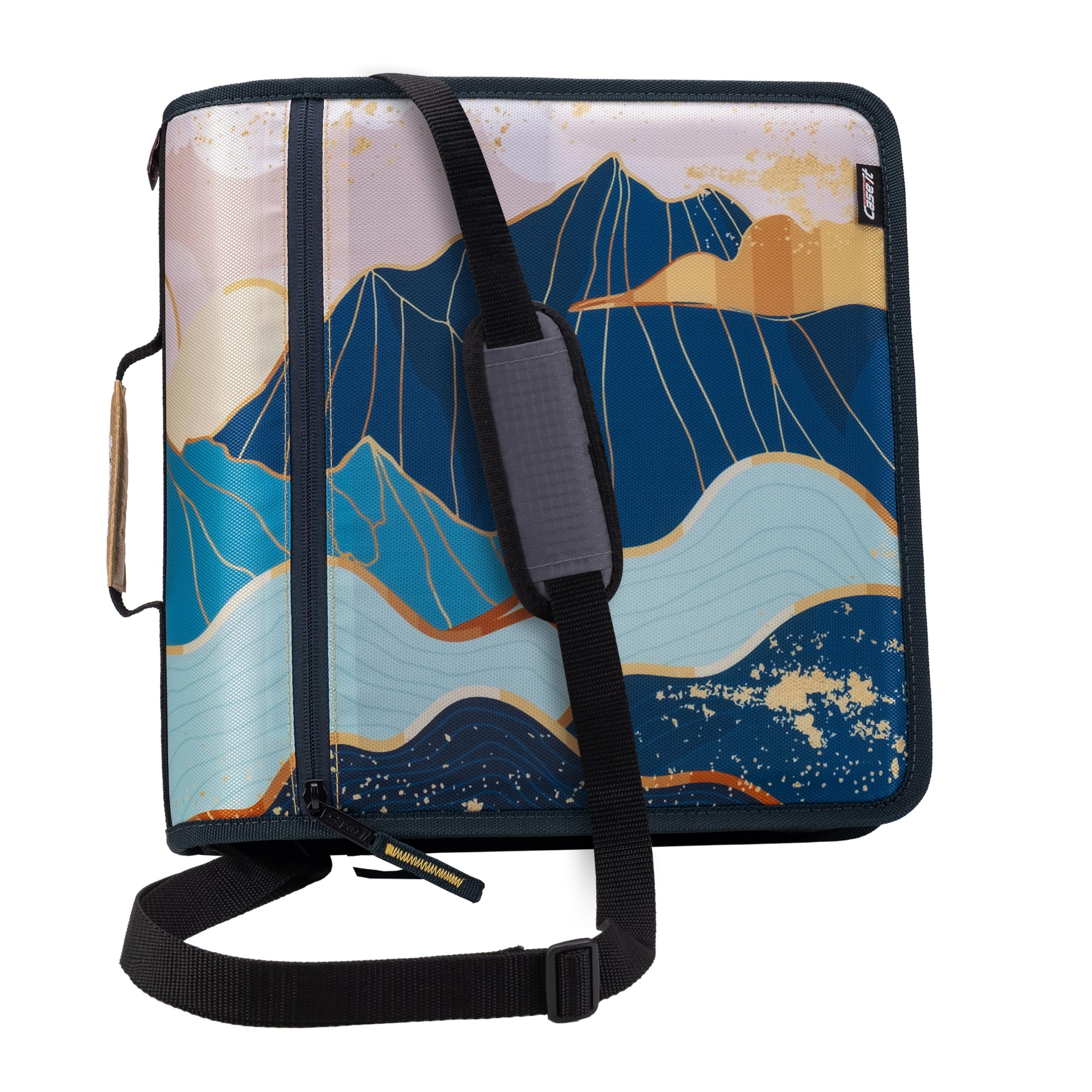 Case-it Mighty Zip Tab School Zipper Binder | 3-Inch O-Rings, 600-Sheet Capacity, 5-Subject Expanding File Folder, Multiple Pockets & Storage Organizer, Shoulder Strap | D-146 Fun Flowers