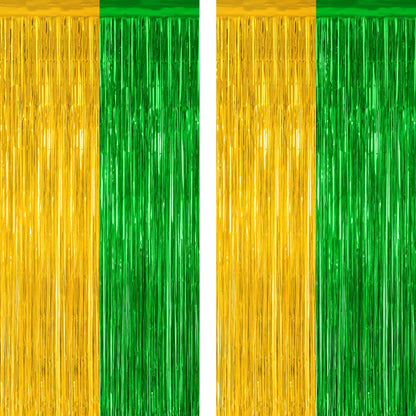 2 Pack Halloween Backdrop, 3.28 FT x 7.05 FT Foil Fringe Curtains, Orange Purple Black Party Streamer Tinsel Backdrop Curtains, Halloween Decorations Door Decor Photo Props Party Supplies