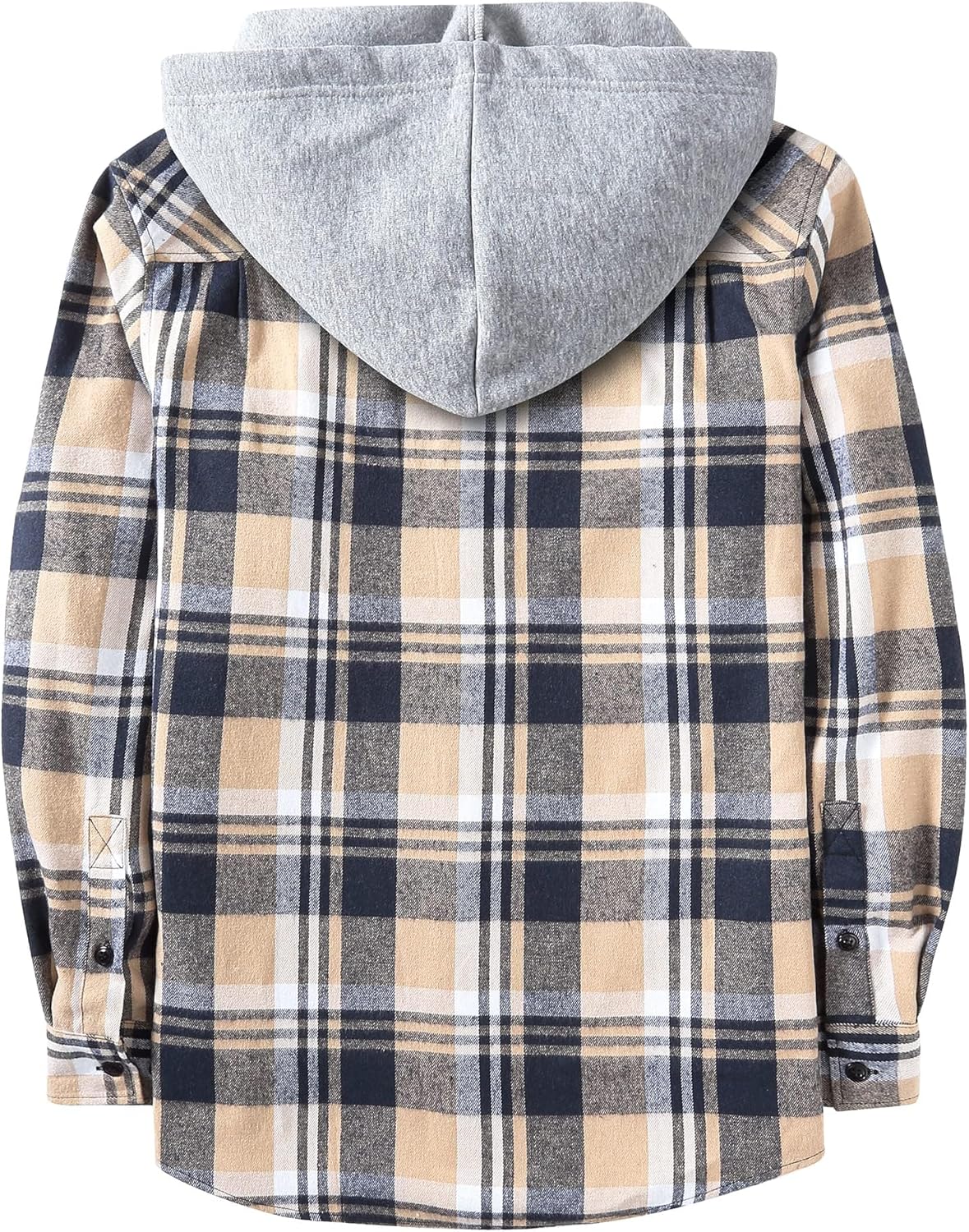 ZITY Men's Flannel Hoodie Shirts Casual Button Down Plaid Shirt Jackets for Men Long Sleeve Stylish Hooded with Pocket