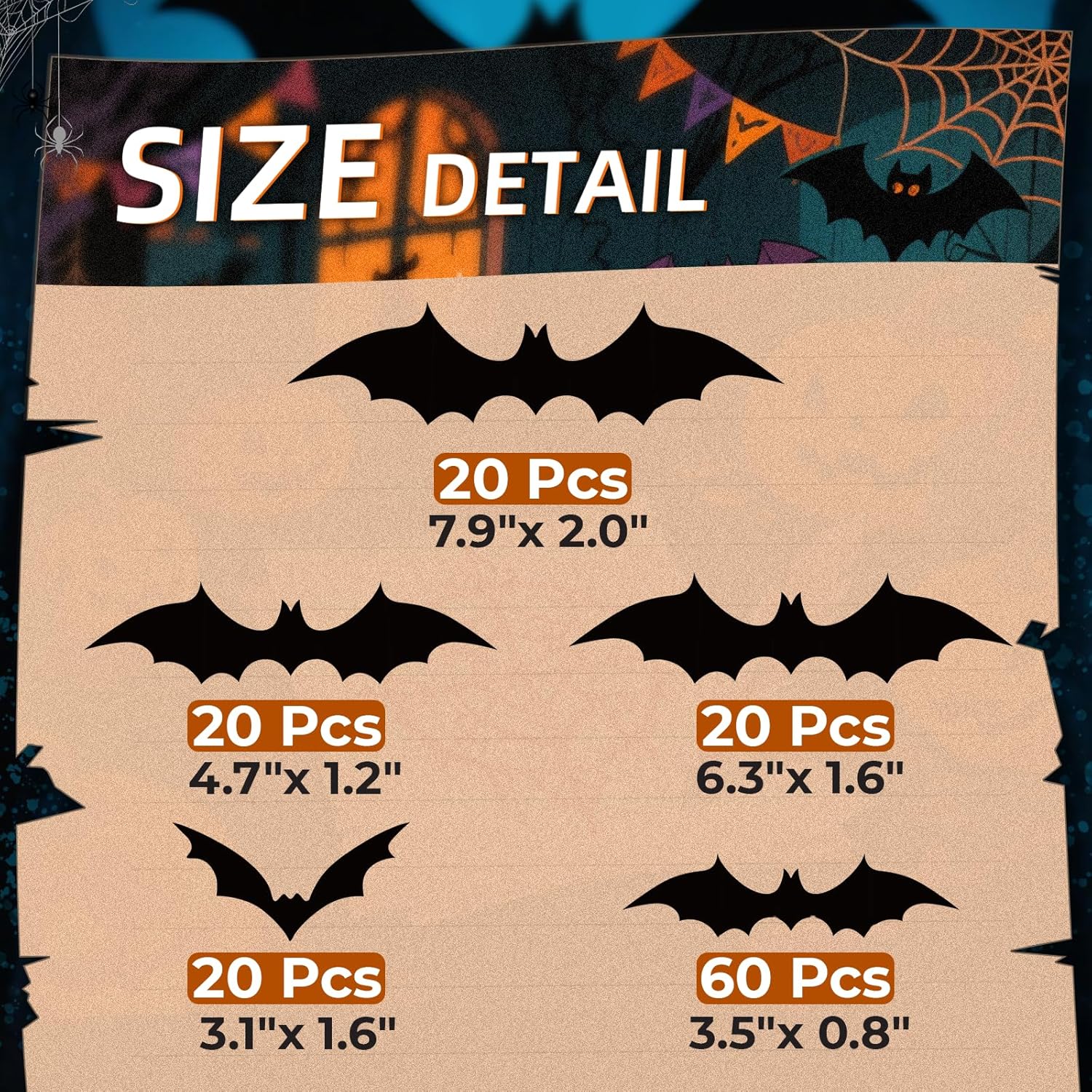 140Pcs Bats Halloween Decor, Spooky Halloween Party Supplies Stickers, 3D Bats Wall Decal, Cute Halloween Decorations Indoor for Bedroom, Bathroom, Home, Door, Window, Office