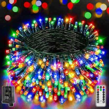 500 LED 164 FT Christmas Lights, Waterproof Outdoor String Lights with Remote and Timer, Christmas Tree Lights with 8 Modes Dimmable, Fairy Lights for Holiday Decor (Red and Green)