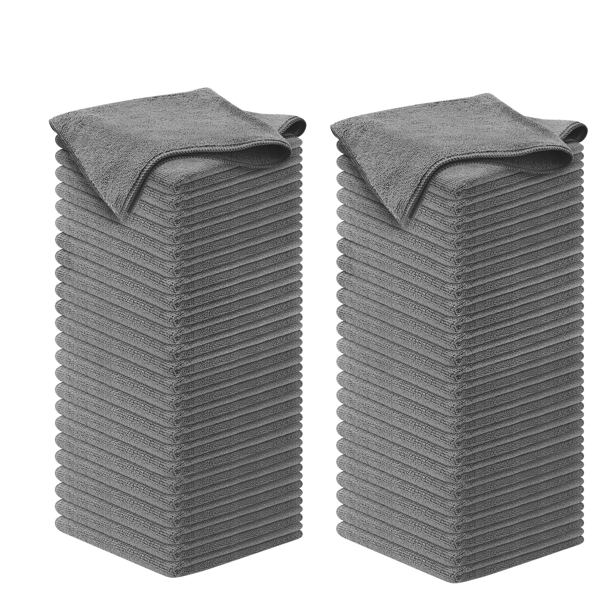 USANOOKS Microfiber Cleaning Cloth Grey - 12 Pcs (12.5"x12.5") - High Performance - 1200 Washes, Ultra Absorbent Microfiber Towel Weave Grime & Liquid for Streak-Free Mirror Shine - Car Washing Cloth