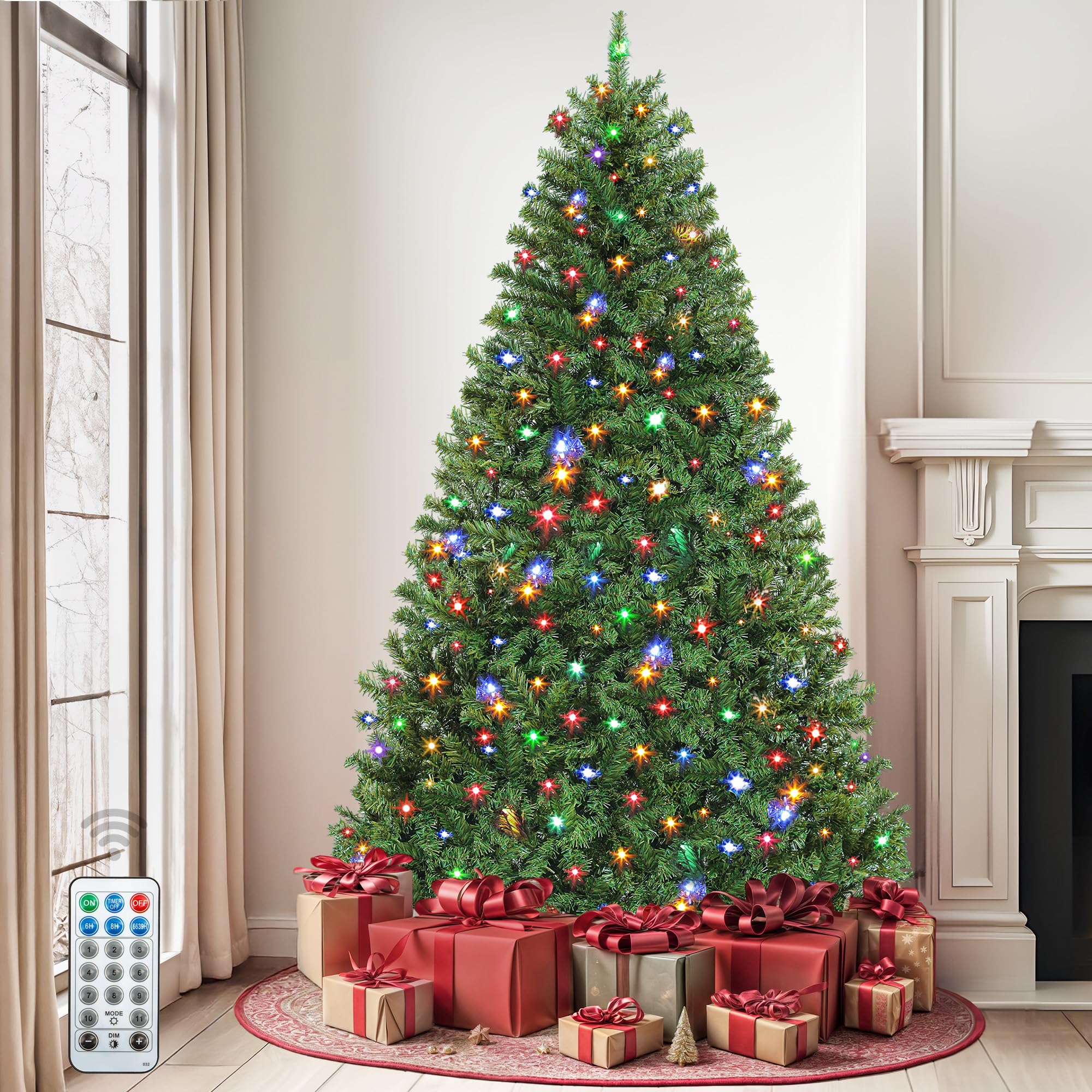 DWVO 6ft Pre-lit Black Christmas Tree with Lights, Prelit Halloween ChristmasTtrees with 818 Tips & 250 UL Listed Lights, Automatic Branches & Easy Assembly with Remote Control for Home Party