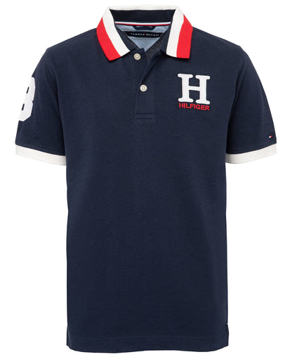 Tommy Hilfiger Boys' Short Sleeve Premium Pique Polo Shirt, Button Closure, Soft & Comfortable