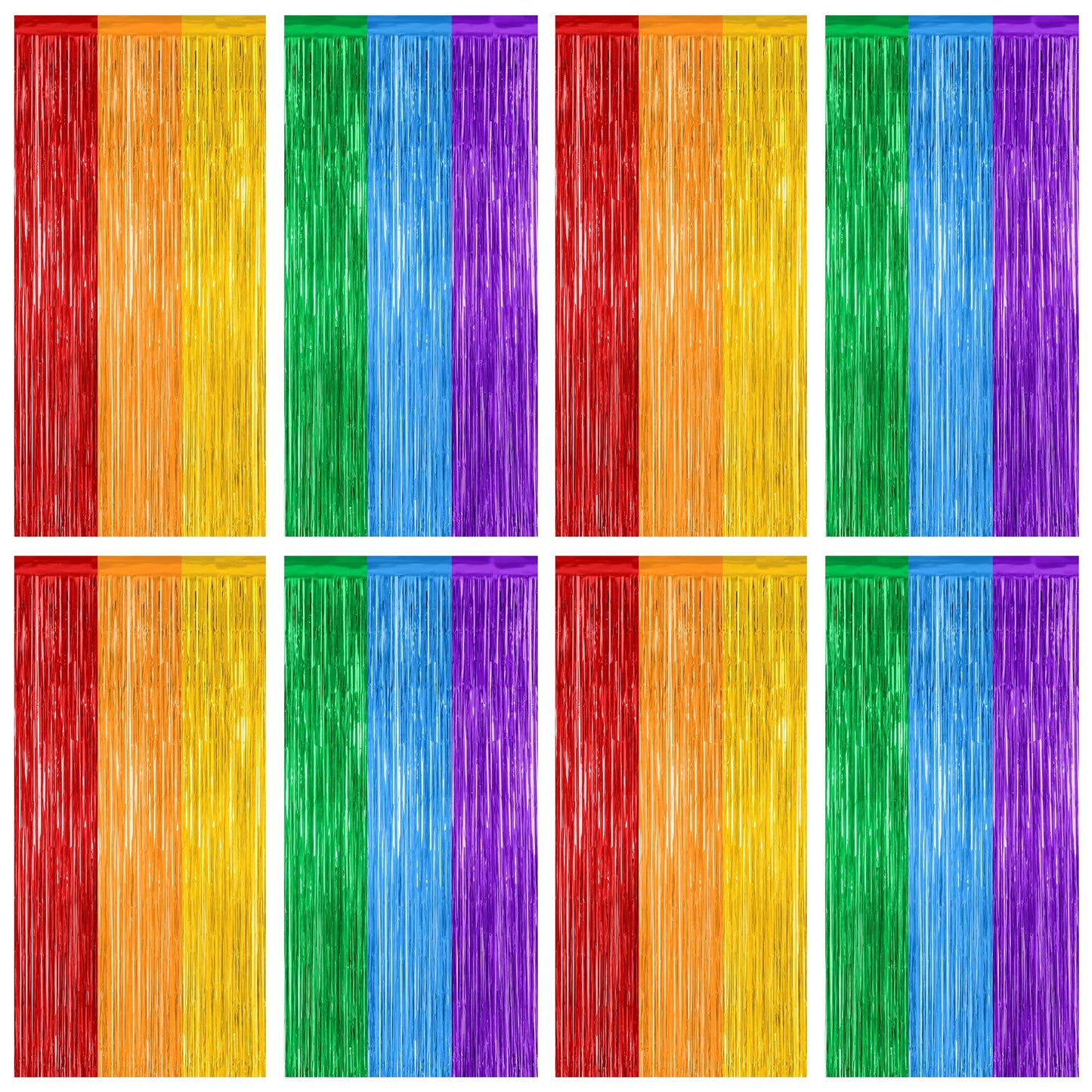 2 Pack Halloween Backdrop, 3.28 FT x 7.05 FT Foil Fringe Curtains, Orange Purple Black Party Streamer Tinsel Backdrop Curtains, Halloween Decorations Door Decor Photo Props Party Supplies