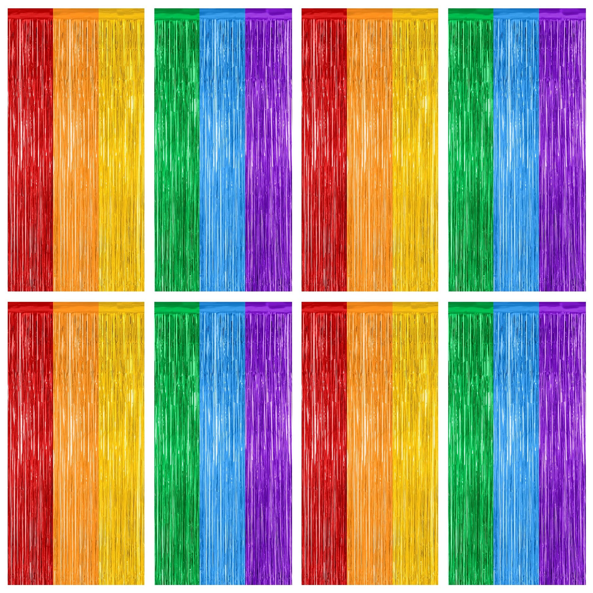 2 Pack Halloween Backdrop, 3.28 FT x 7.05 FT Foil Fringe Curtains, Orange Purple Black Party Streamer Tinsel Backdrop Curtains, Halloween Decorations Door Decor Photo Props Party Supplies