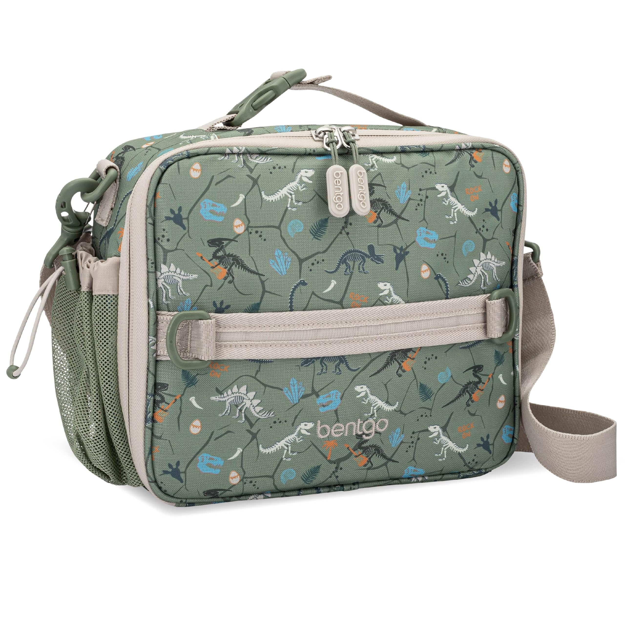 Bentgo Kids Lunch Bag - Double-Insulated, Reusable Lunch Bag for Kids 3+ with Adjustable Strap; Holds Lunch Box/Water Bottle/Snacks; Easy-Clean, Water-Resistant & Pockets (Sports)