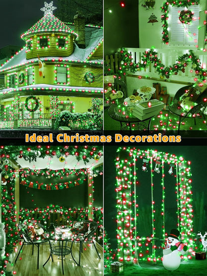 500 LED 164 FT Christmas Lights, Waterproof Outdoor String Lights with Remote and Timer, Christmas Tree Lights with 8 Modes Dimmable, Fairy Lights for Holiday Decor (Red and Green)