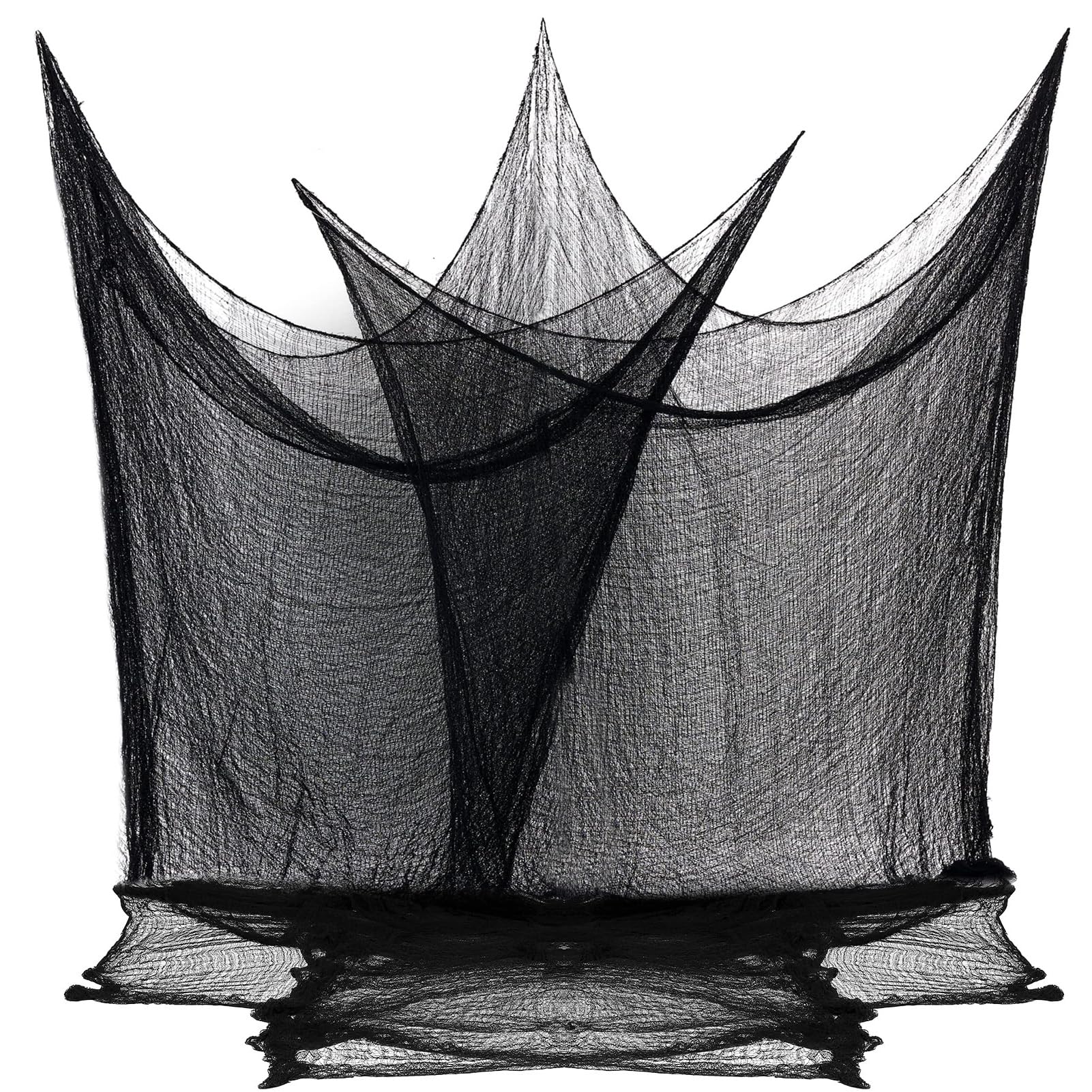 6 Pcs Halloween Decorations Creepy Cloth Indoor Outdoor, Scary Gauze Halloween Party Decoration, Spooky Home Decor Supplies for Table Tree Garden Doorways Haunted House Yard Skeleton (Black, 30"x72")