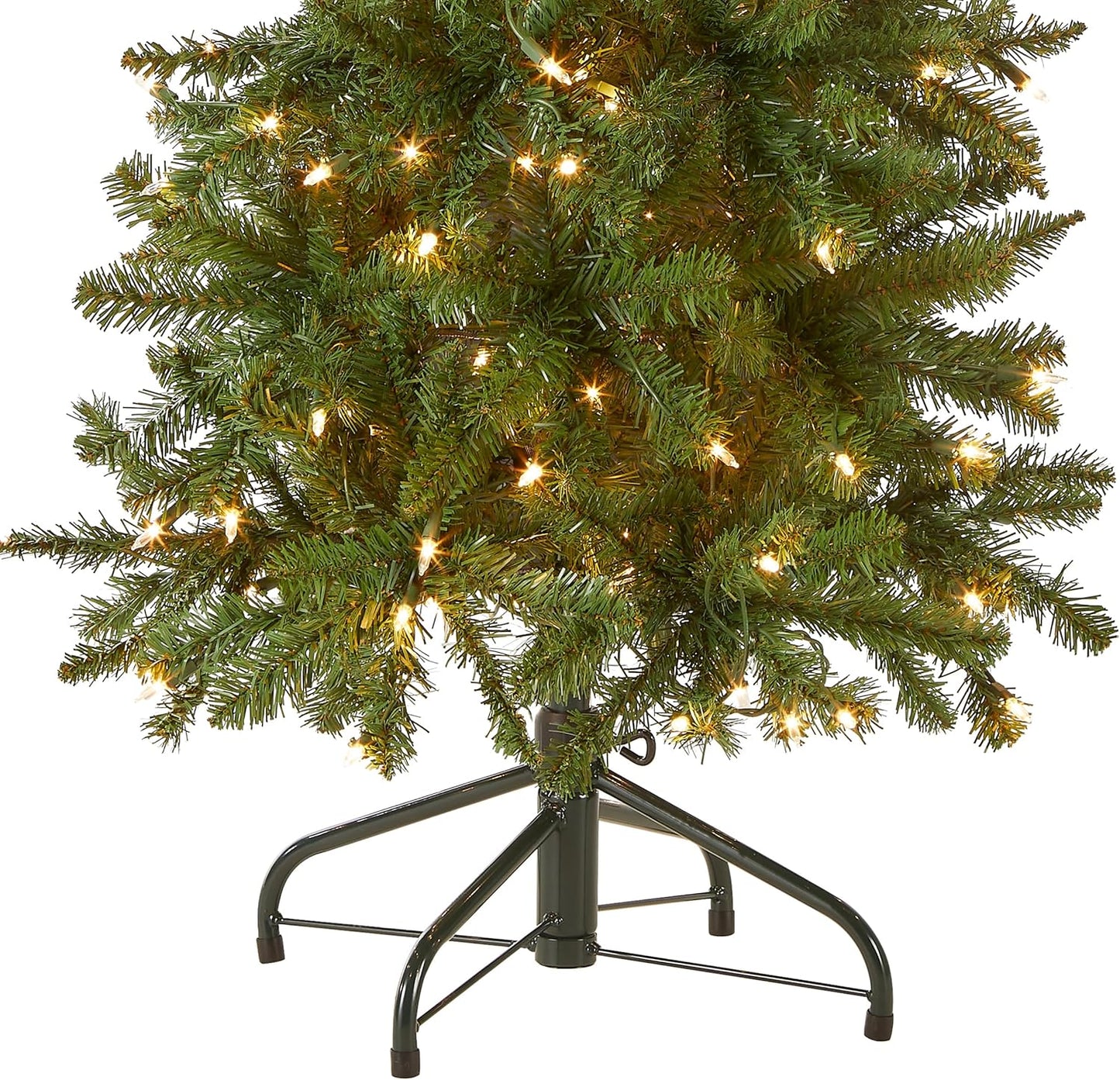 National Tree Company 4.5 ft Pre-Lit Kingswood Fir Slim Artificial Christmas Tree, 150 Clear Lights, 330 Tips, Includes Stand, Green
