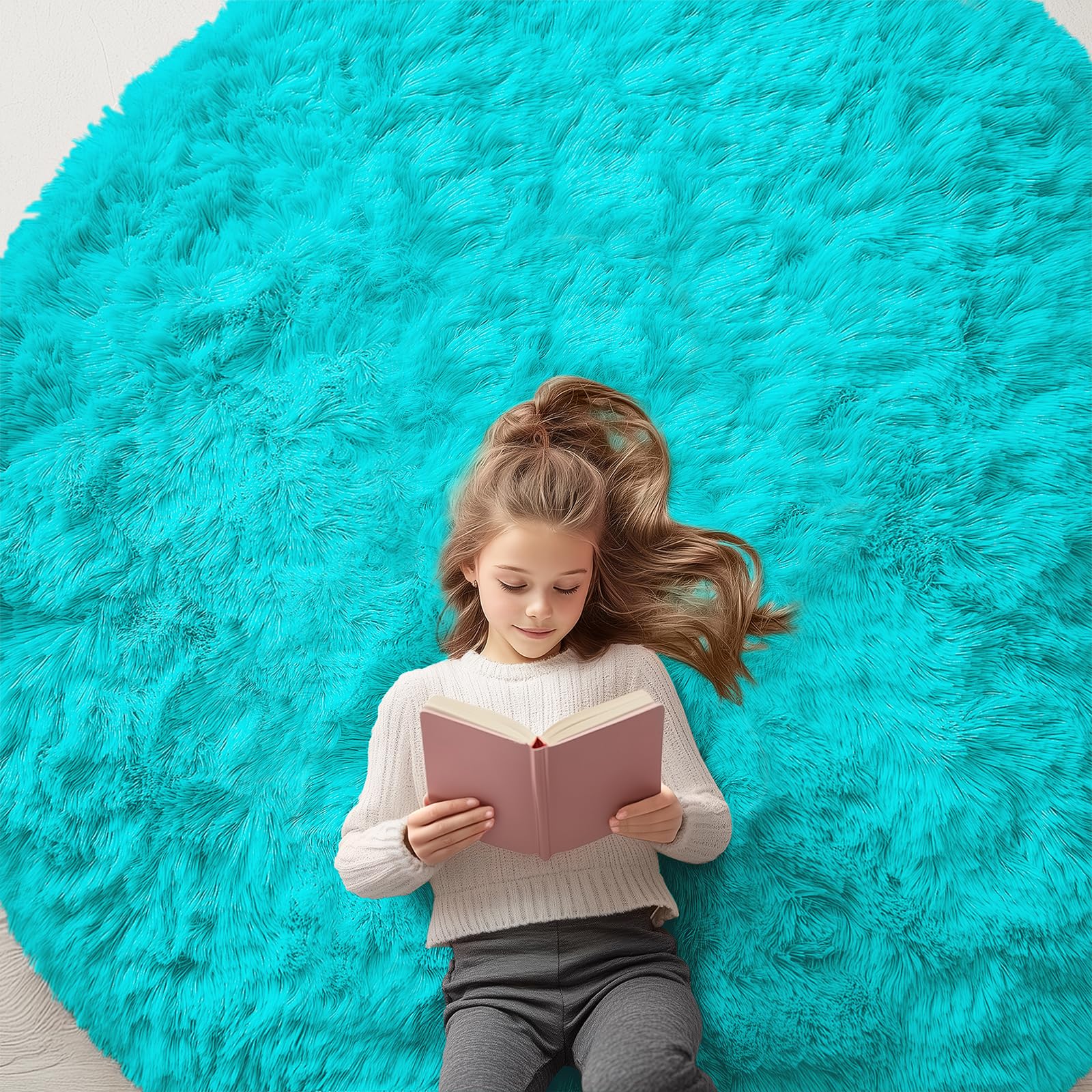 OLANLY Area Rugs for Living Room Bedroom, Machine Washable 4x5.9 ft Soft Fluffy Shaggy Bedside Rug, Indoor Floor Carpet for Kids Girls and Boys, Dorms, Nursery Rooms, Home Decor Aesthetic, Grey