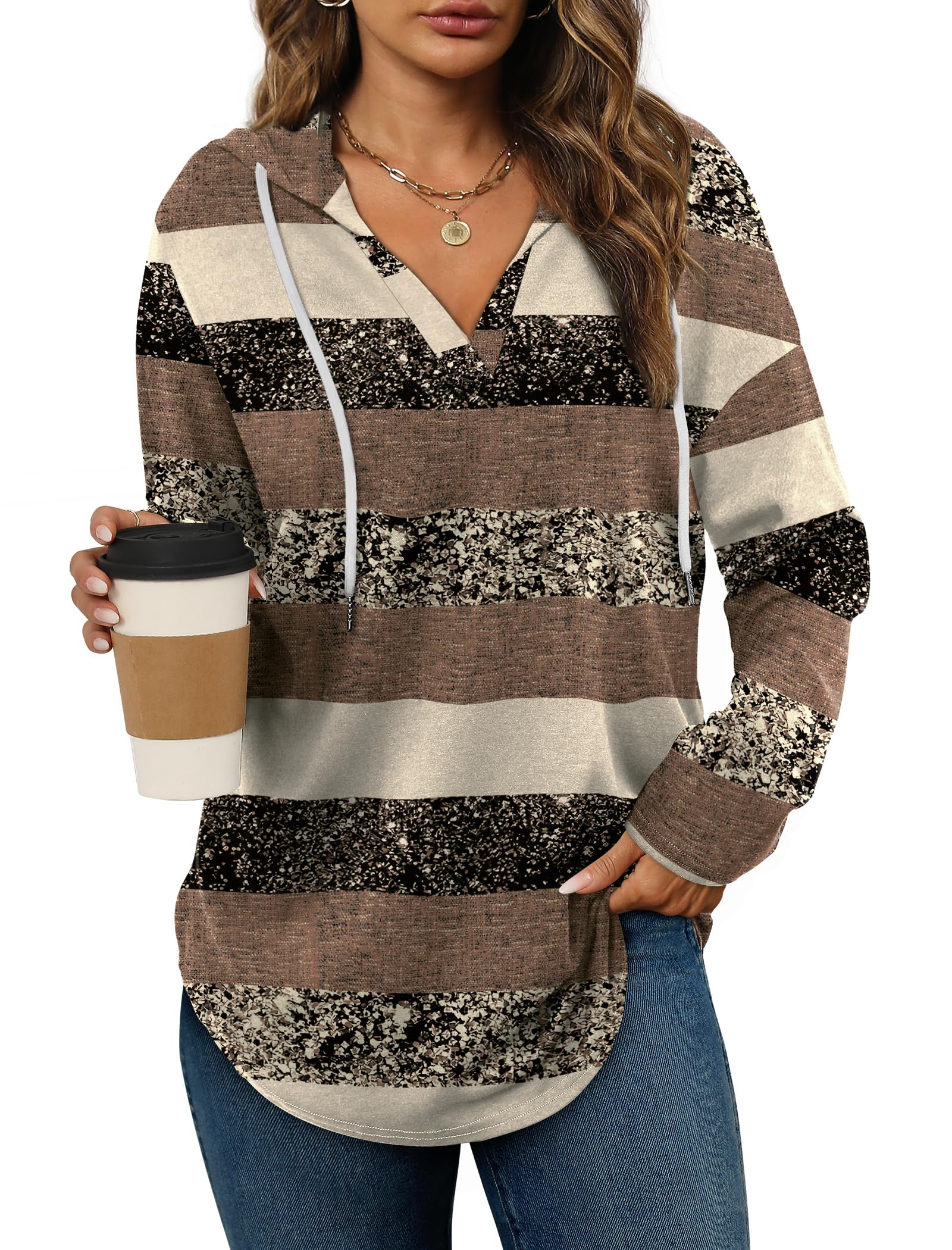 Bofell Womens Fashion Tops Hoodies for Women Pullover Oversized Sweatshirts Long SLeeve Shirts Loose Fit