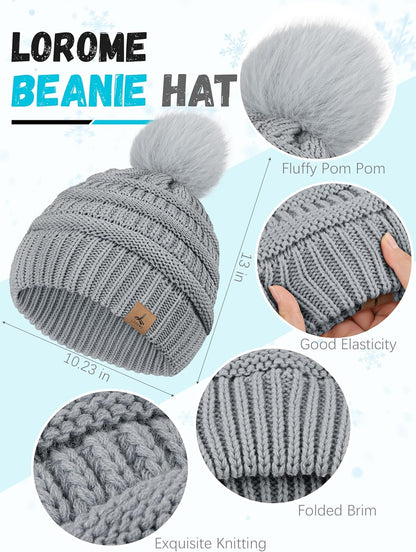 Winter Hat Scarf Gloves and Ear Warmer, Warm Knit Beanie Hat Touch Screen Gloves Set Winter Gifts Neck Scarves for Women