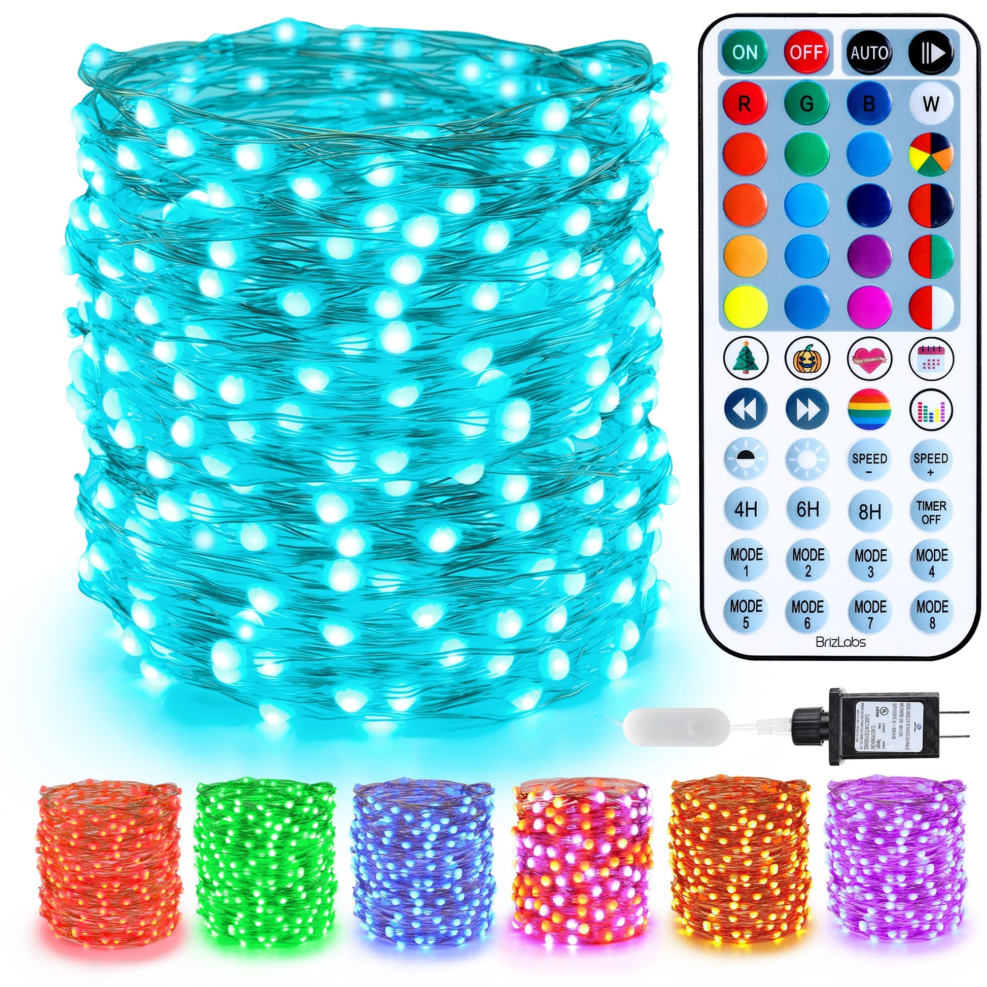 BrizLabs Smart Christmas Fairy Lights, 98ft 300 LED WiFi Christmas Fairy Lights Work with Alexa & Google Home, Rainbow Xmas Light Dimmable Xmas Decorative Lighting Music Sync for Home Holiday Party