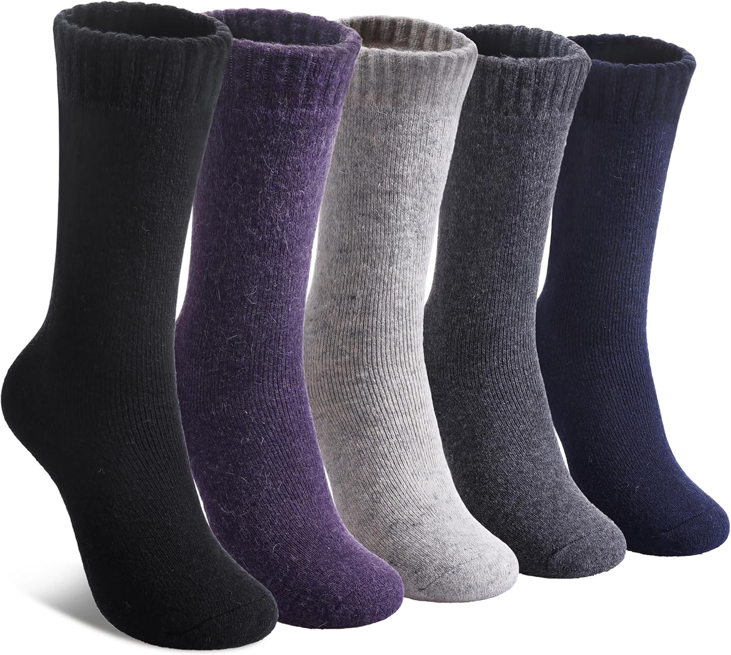 LINEMIN Wool Socks for Women Winter Warm Hiking Thick Warm Cozy Boot Crew Gift Socks 5 Pairs
