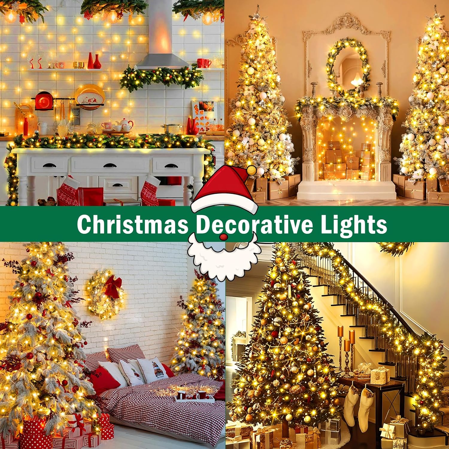 SAUIRS 403FT 1000 LED Christmas Lights Outdoor String Lights with 8 Modes Timer Waterproof Fairy Light Plug in for Outside Indoor Party Xmas Palm Tree Yard Wedding Decorations(Warm White)